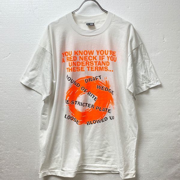 USA製 90's フルーツオブザルーム クルーネック プリント 半袖 Ｔシャツ オレンジ (XL) 90年代 アメリカ製 猫柄 オレンジ_画像2