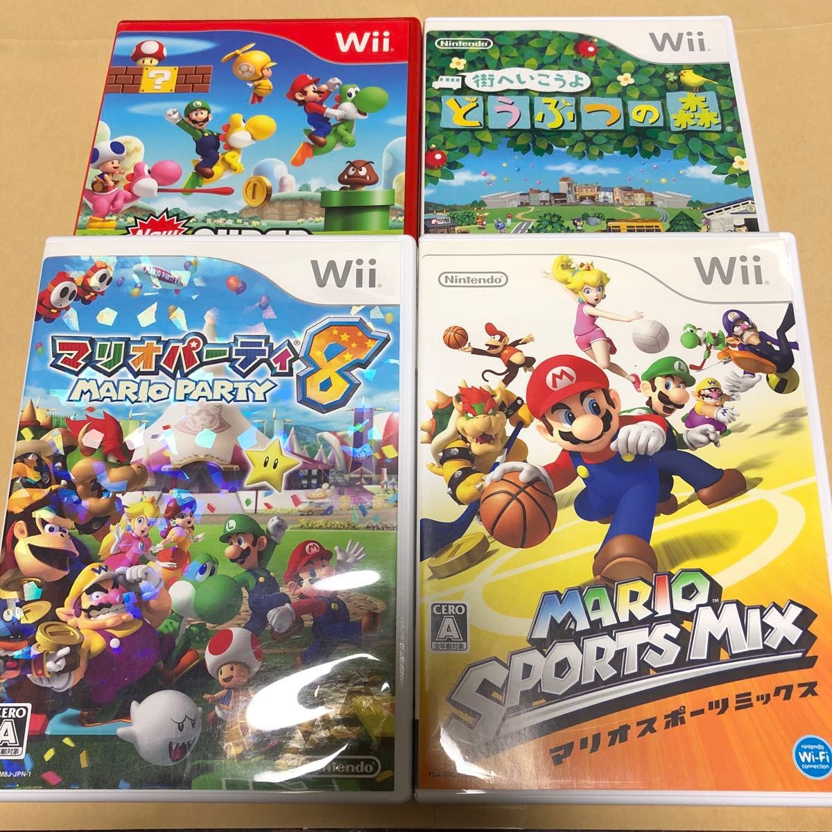 Wii本体 どうぶつの森 マリオカート ニュースーパーマリオブラザーズ他ソフト6 マリオパーティ8 Wii マリオスポーツミックスWii 街へいこうよ