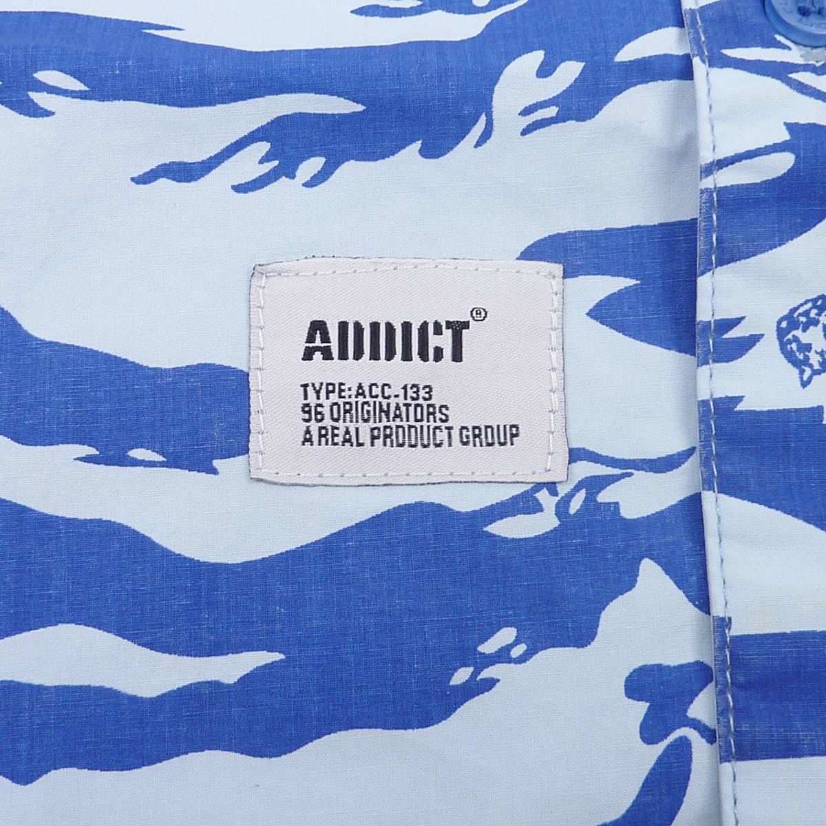 Addict アディクト TONAL TIGER S/S LV CPO SHIRT 半袖 ボタンシャツ (ブルー) (M) [並行輸入品]