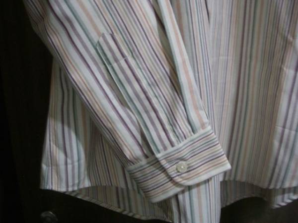 A1 新品 エンポリオ アルマーニ メンズ長袖シャツ　ストライプ 新品　綿100%　コットン_色みが一番わかりやすいです。