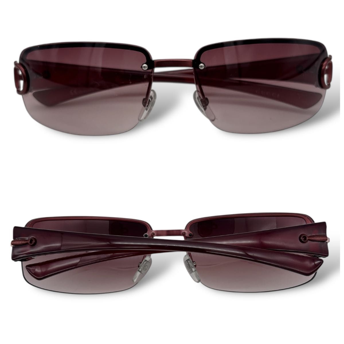 GUCCI リムレスサングラス 00 y2k GUCCI グッチ リムレス サングラス ブラウン パープル