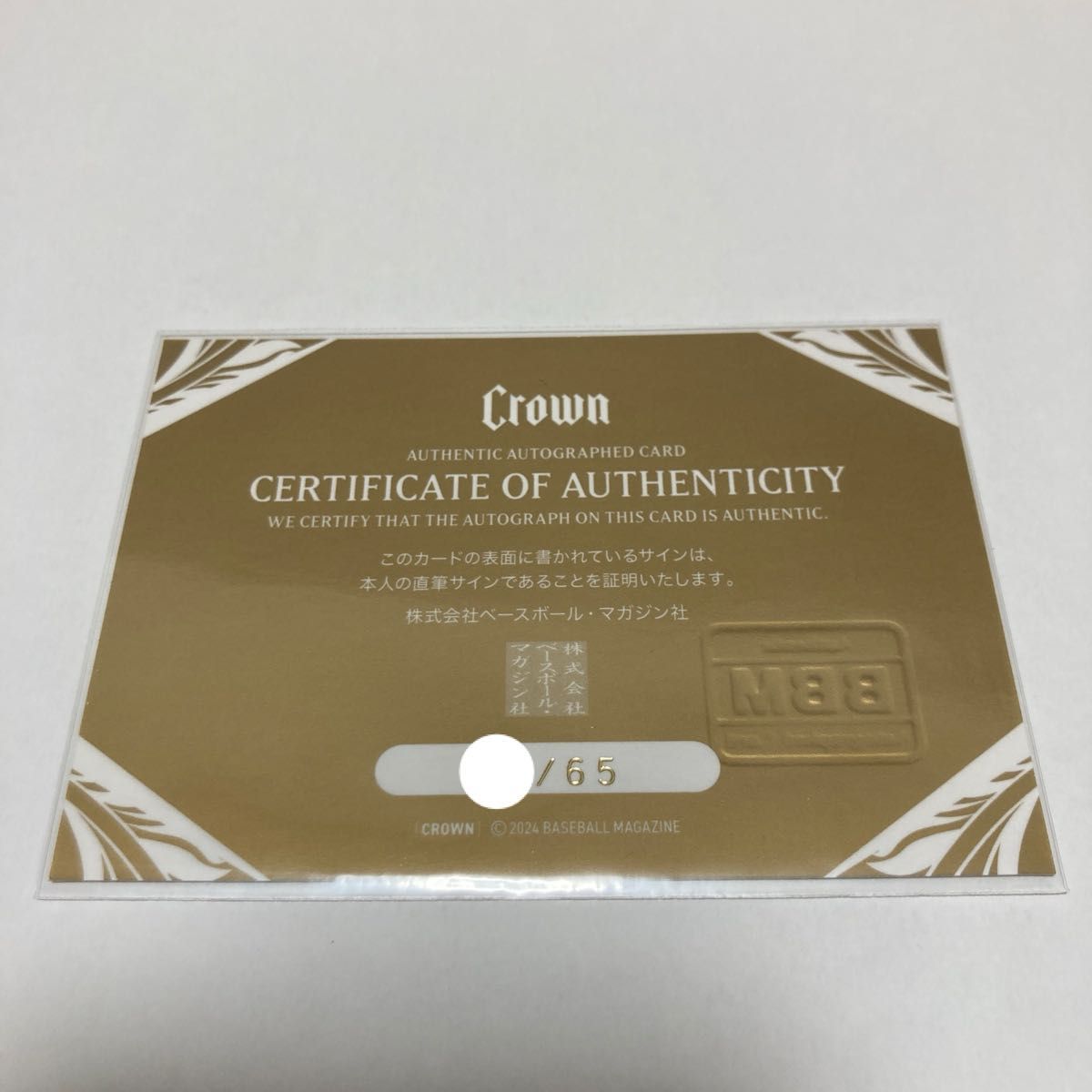 十年後ベルフェゴール CCG サインあり 三浦知良 直筆サインカード 65枚限定 2024 BBM CROWN カズ KAZU