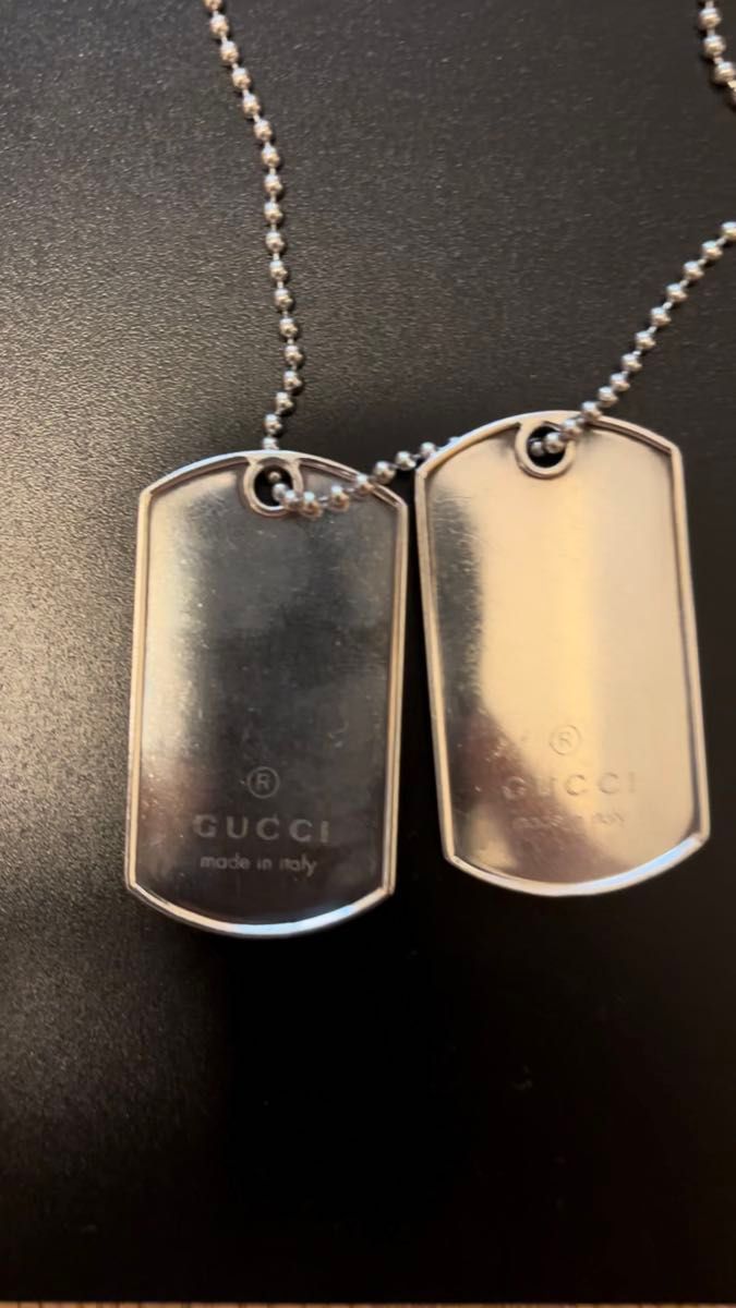 GUCCI グッチ ダブル ドッグタグ プレート ネックレス シルバー