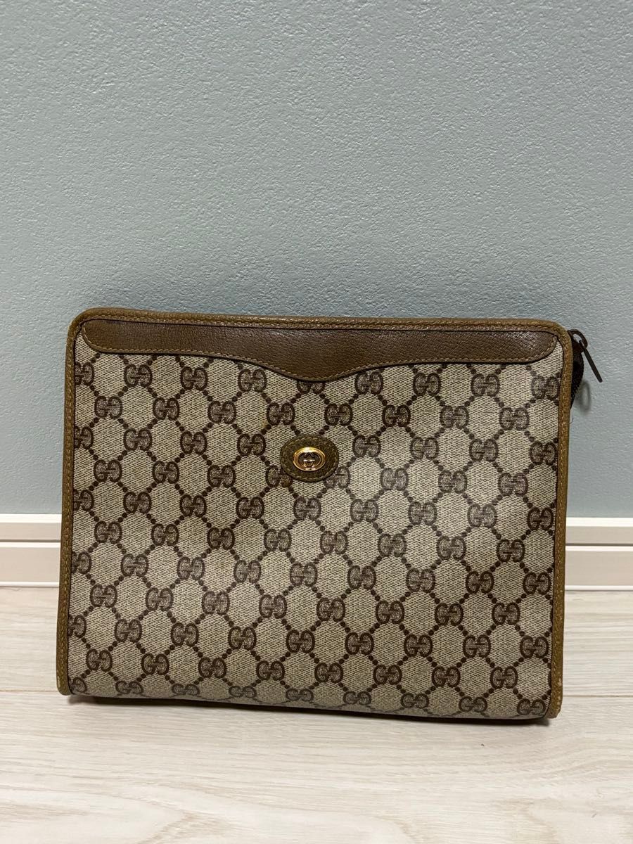 【未使用保管品】1E507/グッチ/クラッチバッグ/GGスプリーム/茶/オールド GUCCI オールドグッチ/GG/スプリーム/クラッチバッグ/--/BEG/総