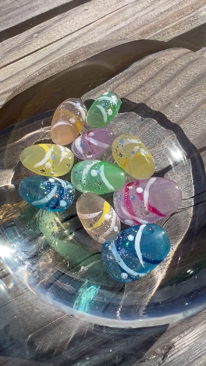 ニュアンスネイル 夏ネイル ヨーヨーネイル ショートネイル カラフルネイル 個性派ネイル