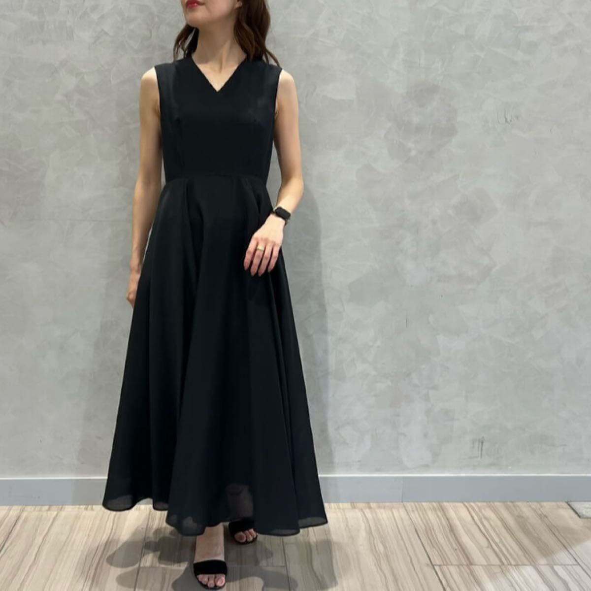 ブレンヘイム ワンピース ロング ノースリーブ Aライン フレア Vネック ブレンヘイム ワンピース ロング ノースリーブ Aライン フレア V