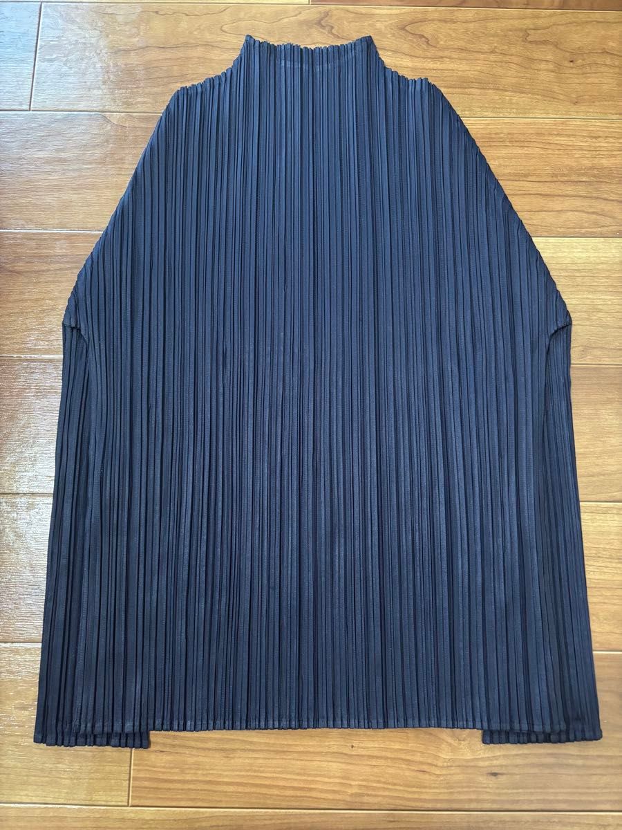 PLEATS PLEASE ネイビープリーツ半袖トップス サイズ3 ISSEY MIYAKE プリーツプリーズ トップス ネイビー サイズ3