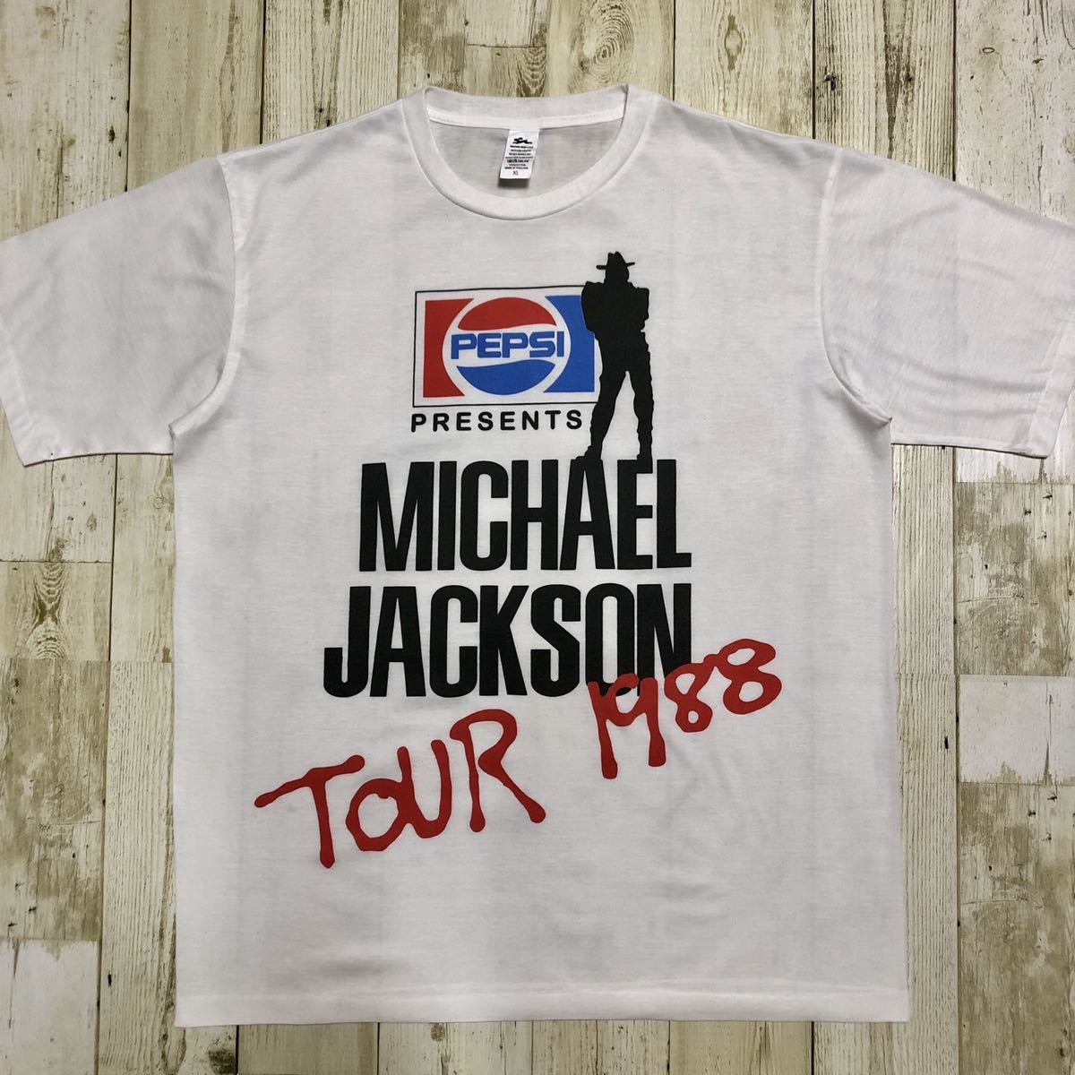 MICHAEL JACKSON マイケルジャクソン PEPSI PRESENTS TOUR 1988 ペプシコーラ ビッグプリント 半袖Tシャツ  バンドTシャツ XL 古着