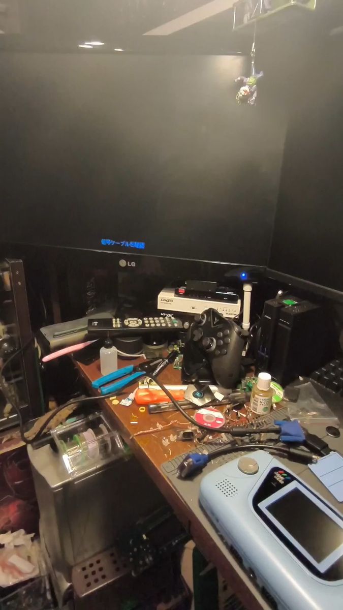 一点物早い者勝ち ゲームギア カスタム ブルー LCD広視野角液晶 コンデンサ、電源LED交換 出力変換アダプタ付MDパッド接続