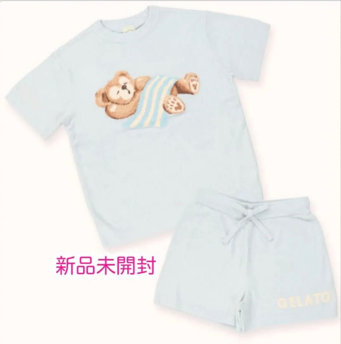 【ルームウェア】 ディズニー カラフルハピネス ダッフィー 半袖 青 ルームウェア】 ディズニー カラフルハピネス ダッフィー 半袖