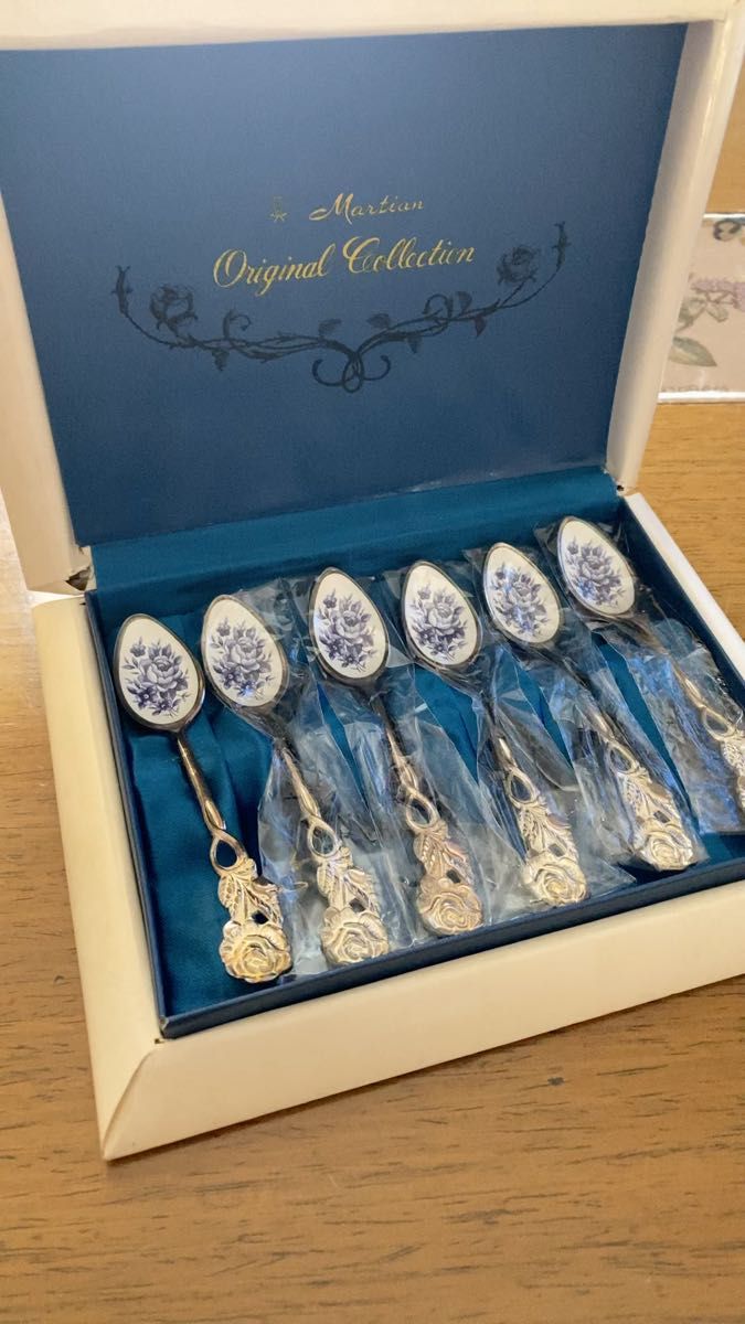 未使用 マーシャン スプーン 6本 青い薔薇 アンティーク レア レトロ 昭和