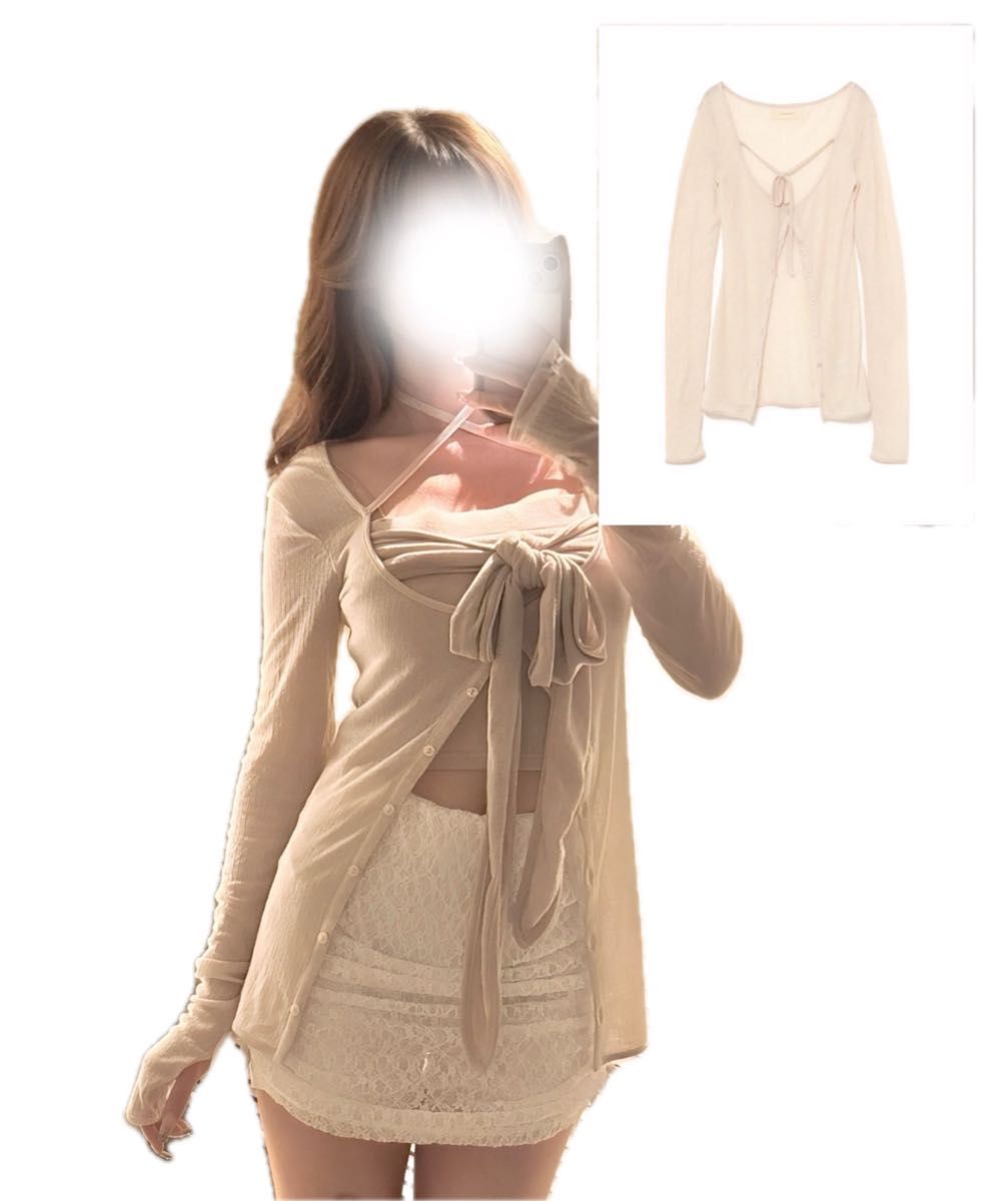 Lacey ribbon cardigan andmary beige マリー Andmary Lacey ribbon cardigan|Yahoo!フリマ(旧PayPayフリマ)
