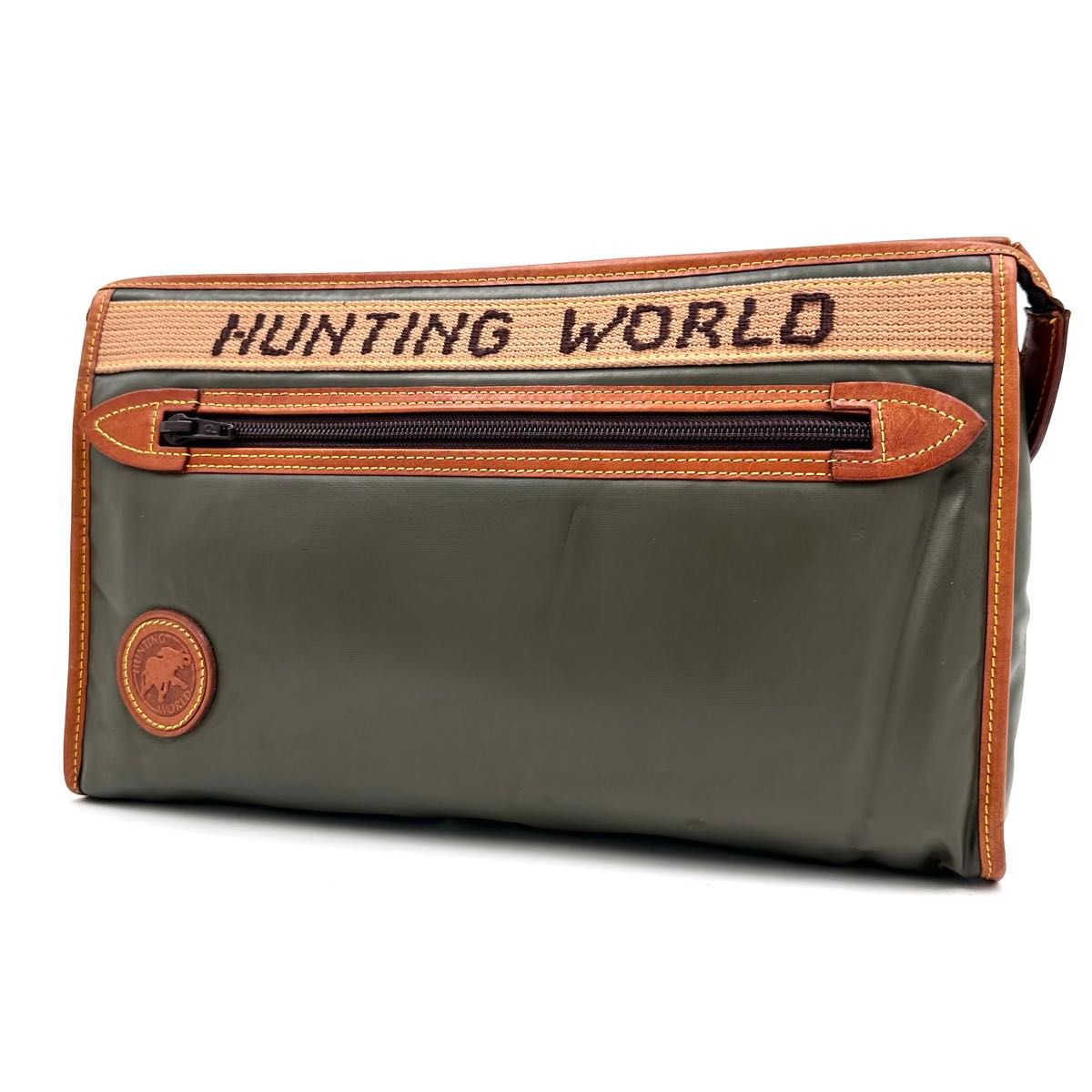 ☆開店セール☆ 人気 美品 ハンティングワールド レザー×バチュー 名刺入れ レア】HUNTINGWORLD ハンティングワールド クラッチ セカンド