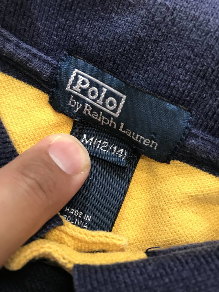 古着 386 M(12/14)サイズ 半袖 ボーダー シャツ polo ポロ ラルフローレン ビンテージ 80 90 USA vintage_画像3