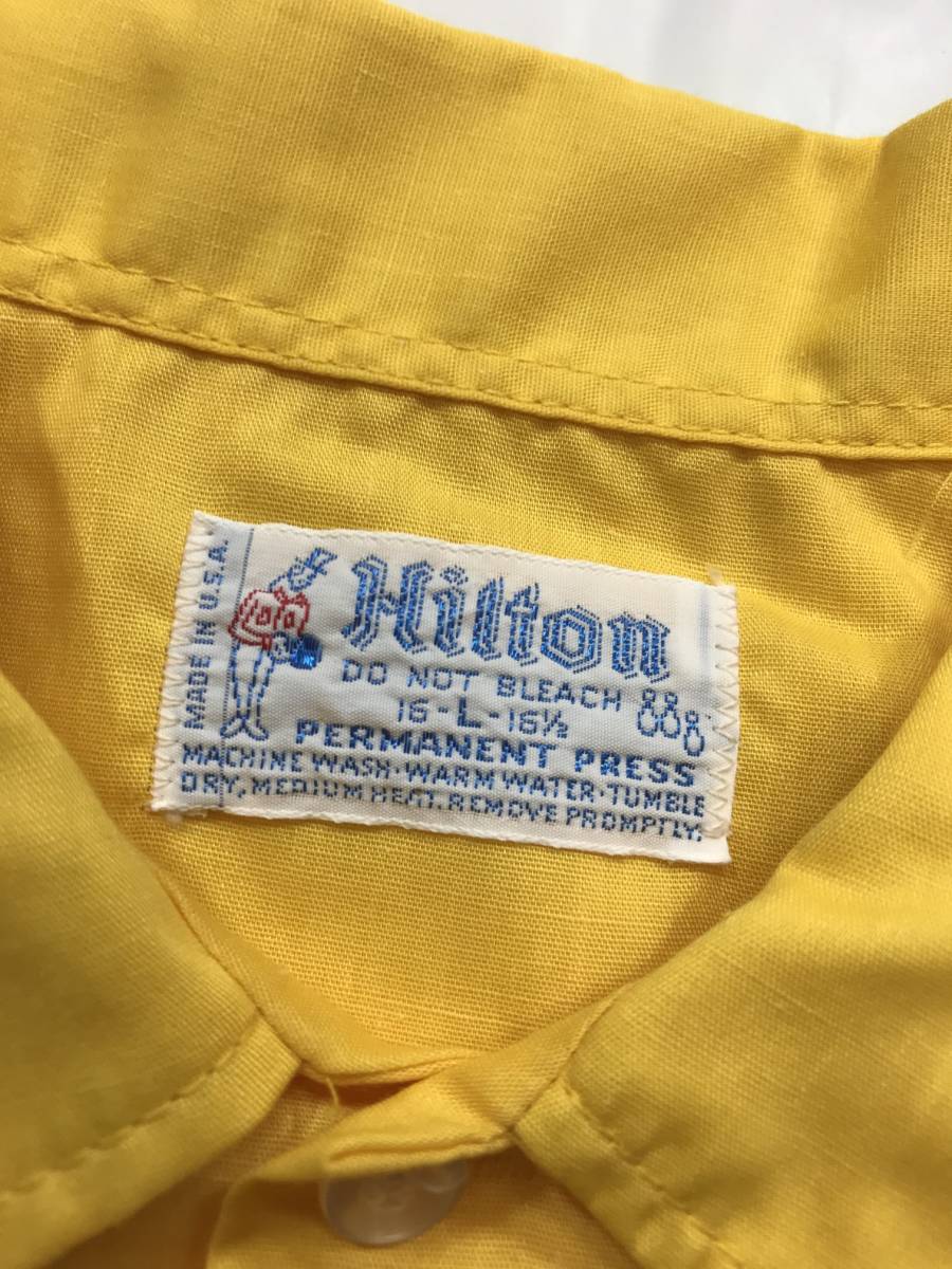 古着 461 Lサイズ 半袖 ボーリング シャツ ロカビリー ビンテージ 90 USA vintage チェーンステッチ HILTON ヒルトン_画像4