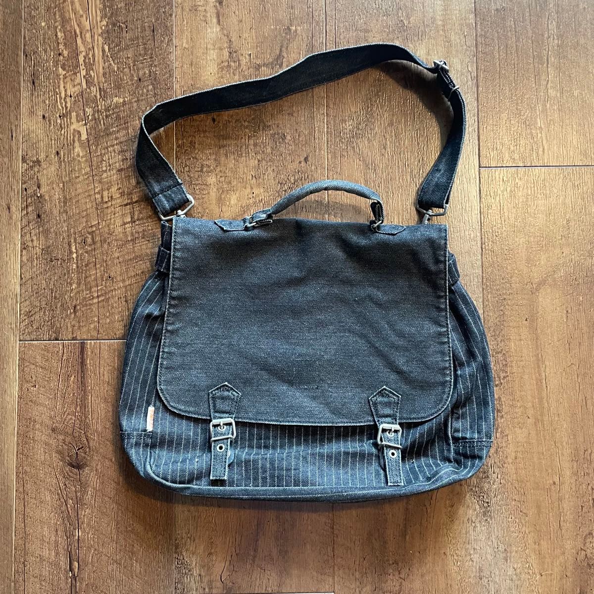 00s Y2K メッセンジャー ショルダー バッグ ヴィンテージ ビンテージ y2k 00s vintage stripe ショルダーバッグ ブラック