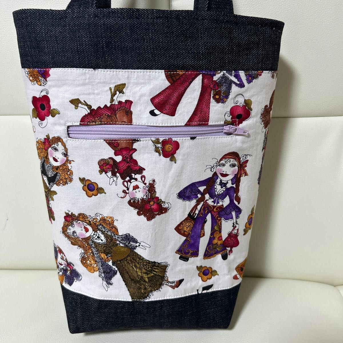 ロラライハリス♡ブラックWレースデニム♡刺繍のA4すっぽりクッタリバッグ♡ ハンドメイド トートバッグ ×ロラライハリス|Yahoo!フリマ(旧