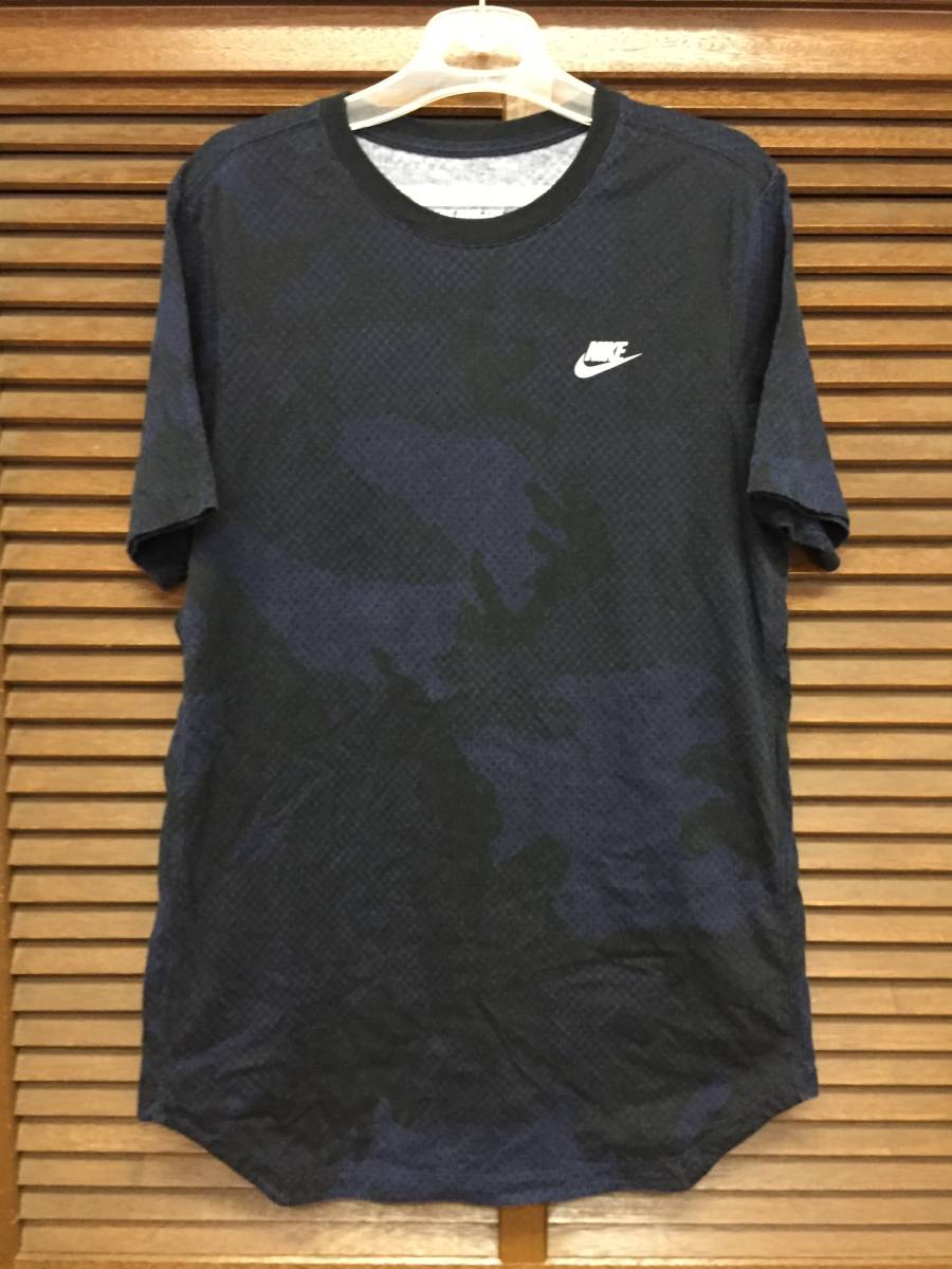 Nike Tech Asymmetrical T-Shirt 青/黒 M USED ナイキテック_画像1