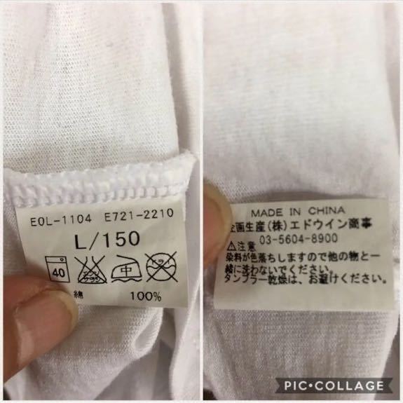 ★EDWIN GOLF エドウィン ゴルフ　キッズ L 150cm （レディースS）半袖Tシャツ　ロゴプリント　やや薄手　綿100% 美品_画像3