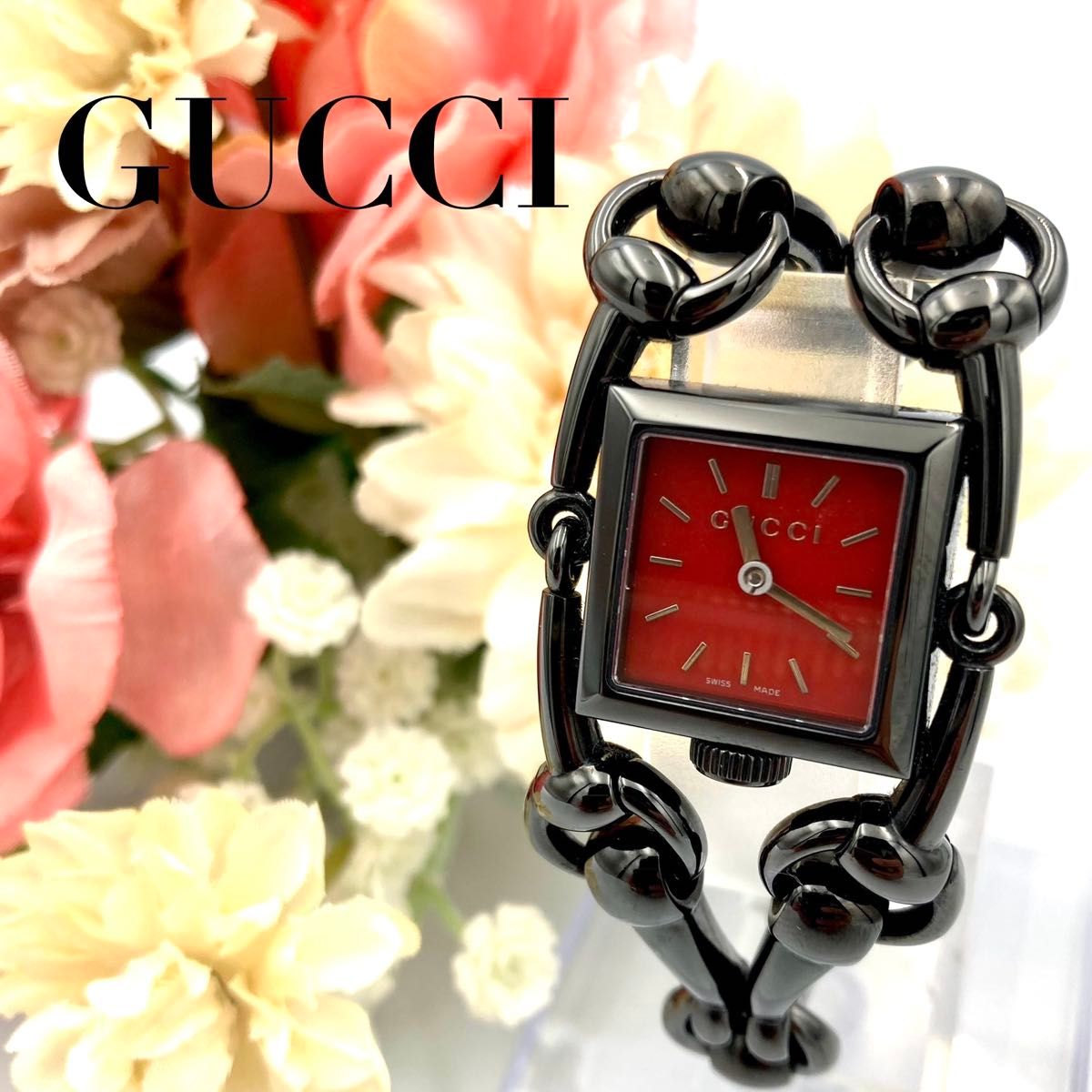 GUCCI ブレスレット時計 黒と赤 激レア GUCCI グッチ シニョーリア 116 5 腕時計 クォーツ