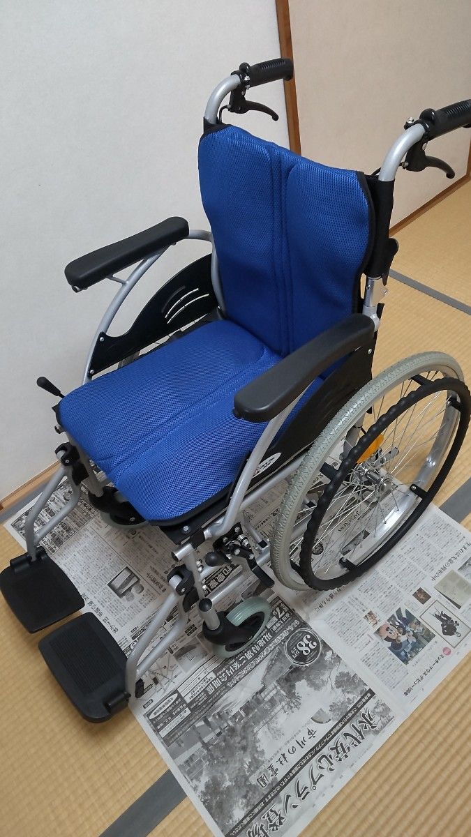 ケアテックジャパン 自走式車椅子 ハピネス CA-10SU (ブルー・青色)