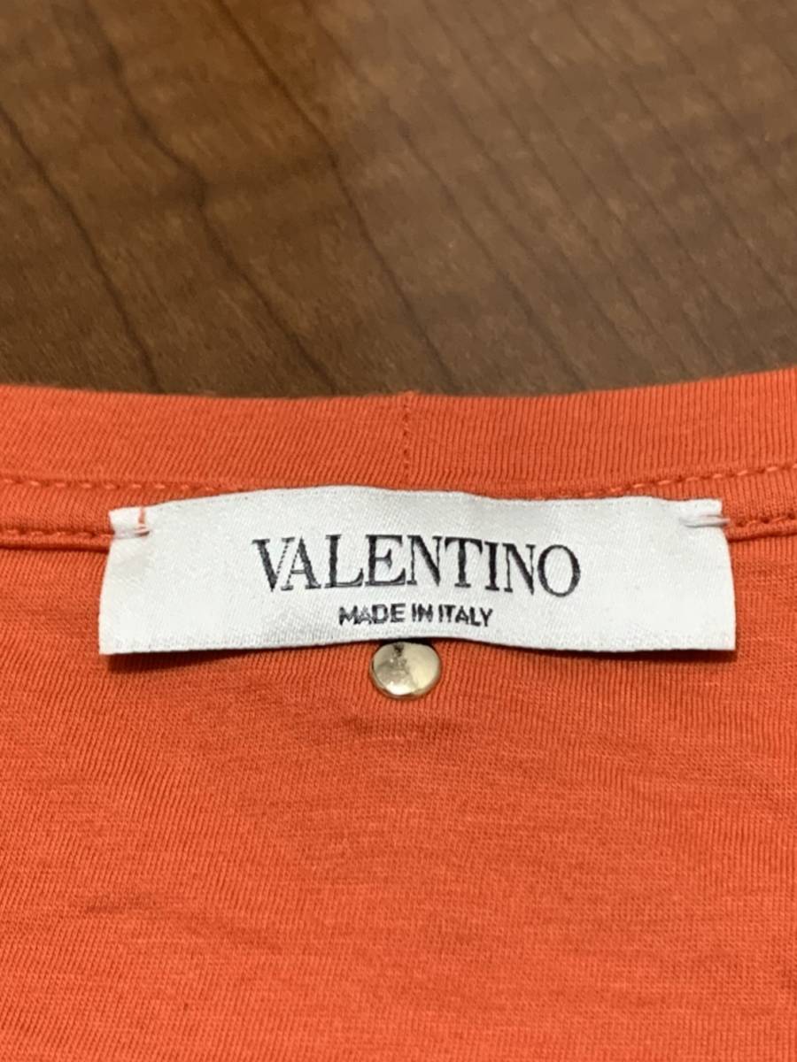 美品☆ [VALENTINO] ロックスタッズ コットンカットソー 半袖Tシャツ S イタリア製 オレンジ ヴァレンティノ_画像3