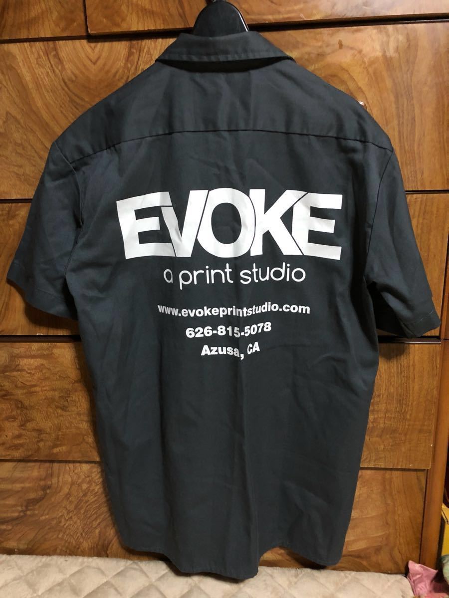 ディッキーズ ワークシャツ EVOKE a print studio dickies メキシコ製 グレー アメリカ古着_画像1
