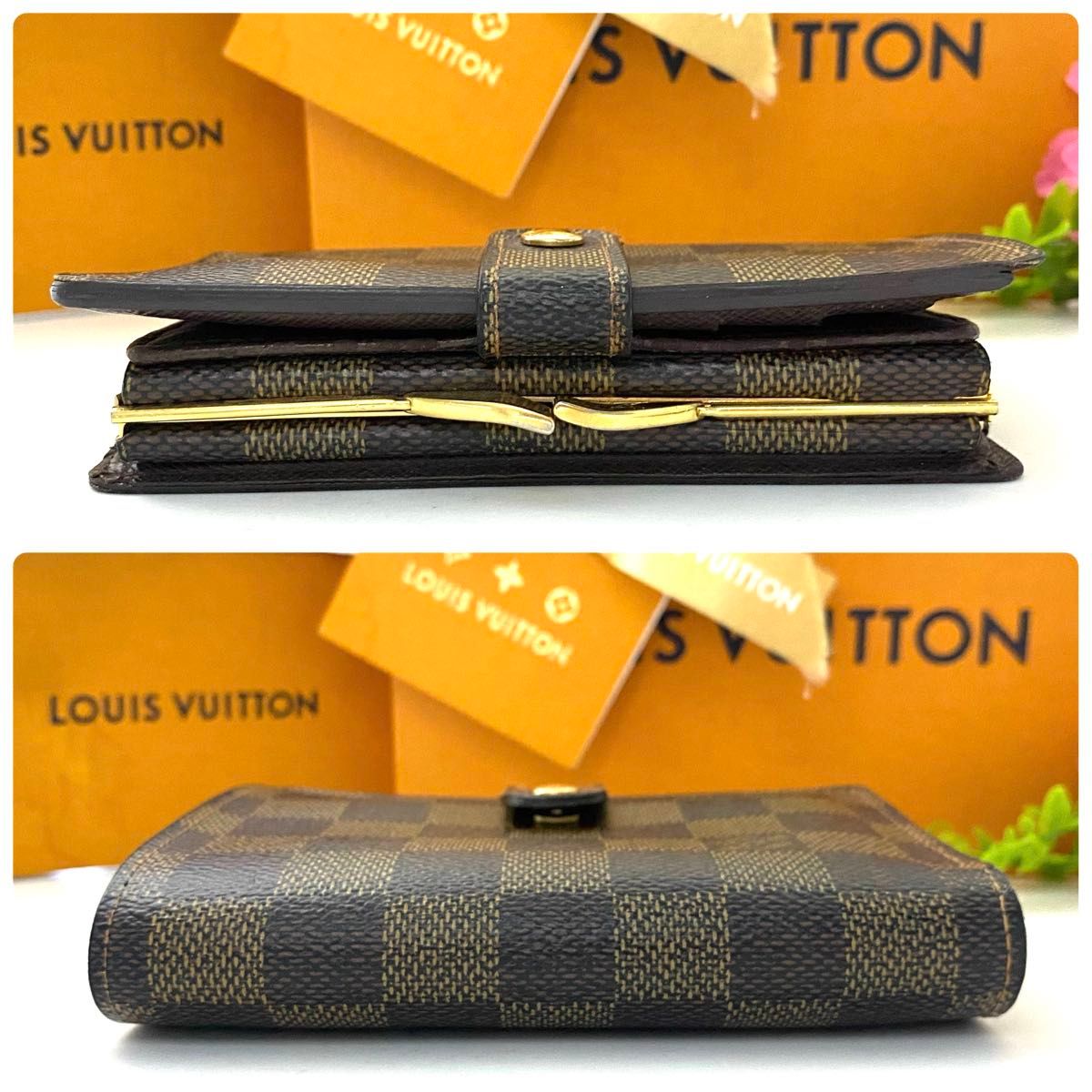 ルイ ヴィトン ヴィエノワ ダミエ エベヌ がま口 二つ折り財布