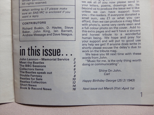 【英語】 冊子 come together vol.2 no.9 1981 an independent magazine for fans of JOHN, PAUL, GEORGE AND RINGO! / ビートルズ_画像7