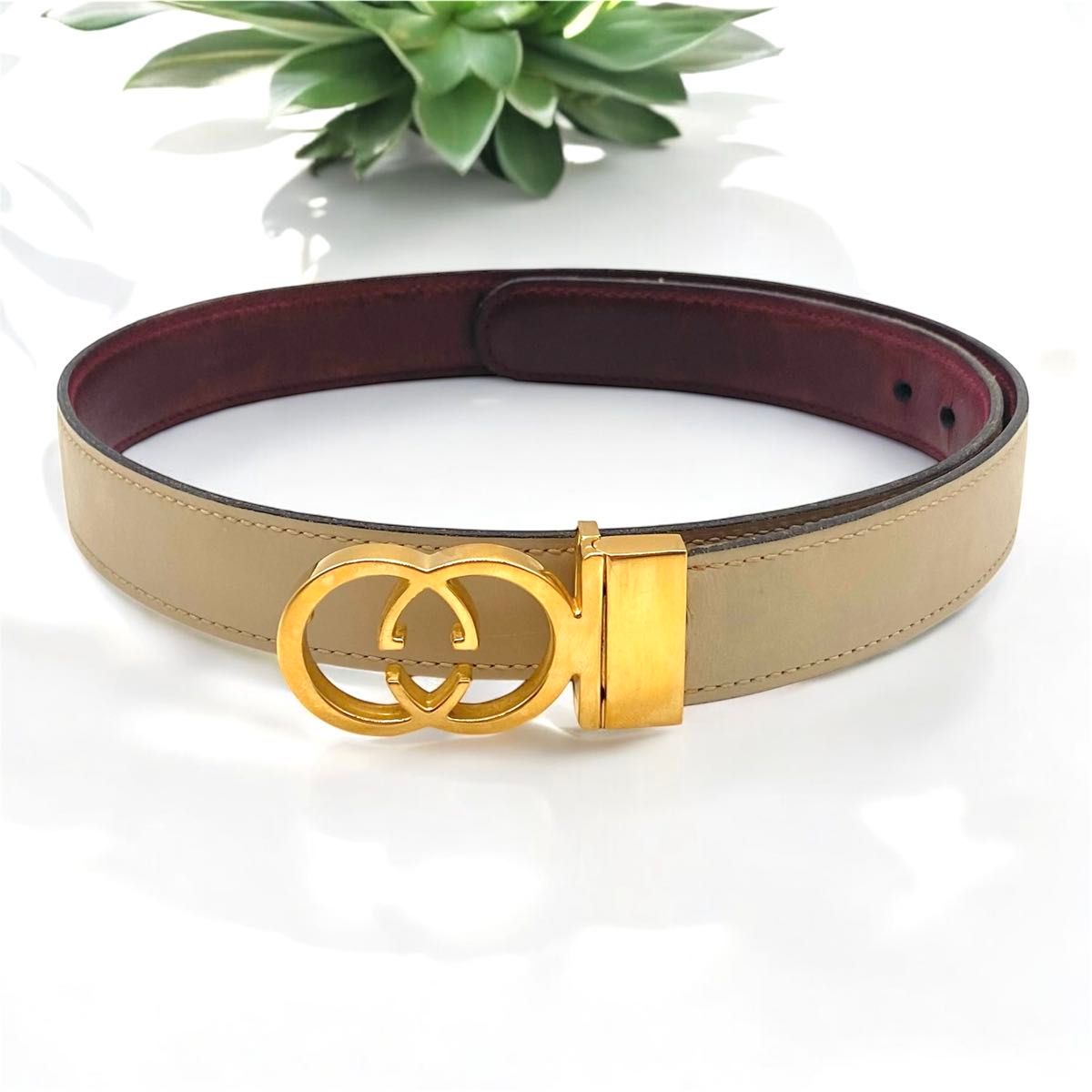 GUCCIベルトインターロッキングGGゴールド オールドグッチ GUCCI ベルト レザー インターロッキング gg