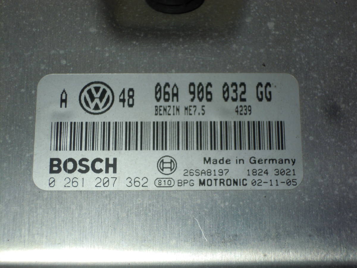VW Volkswagen Golf 4 1J 1JAZJ H15 год правый руль оригинальный компьютер двигателя -ECU BOSCH 06A 906 032 GG [ не тест текущее состояние товар ]