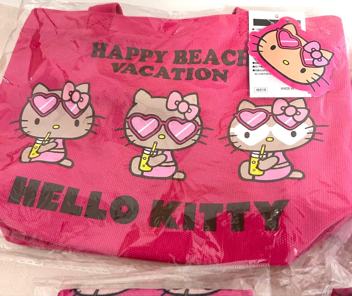 新品未開封 日焼けキティ ミニタオル フェイスタオル エコバッグ トートバッグ 新品未開封 日焼けキティ ミニタオル フェイスタオル エコバッグ