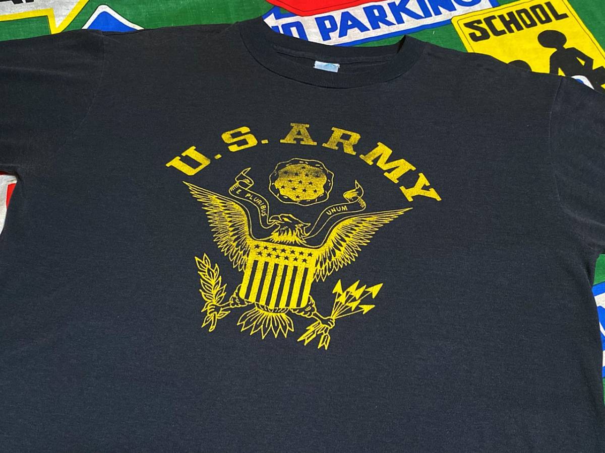 ★希少なARMY物の1枚★Made in USA製アメリカ製ARTEXアーテックスビンテージミリタリープリントTシャツ70s80s70年代80年代黒色ブラック米軍_♪1970s~ ARTEX♪