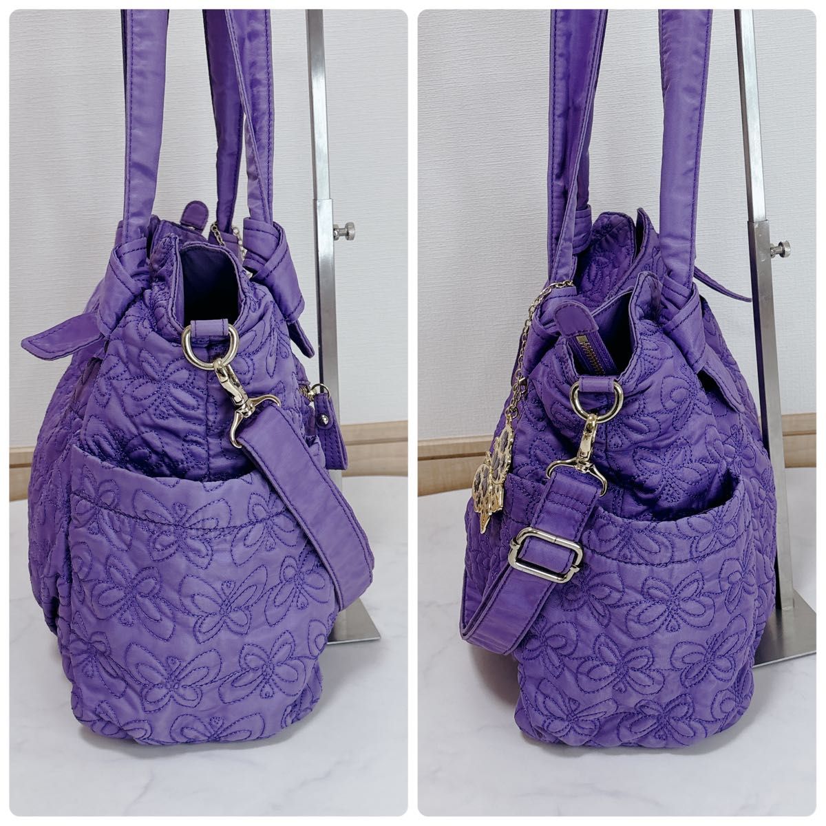 アナスイ キルティング 2way ショルダーバッグ チャーム付 ANNA SUI バタフライチャーム付き 2wayショルダー キルティング