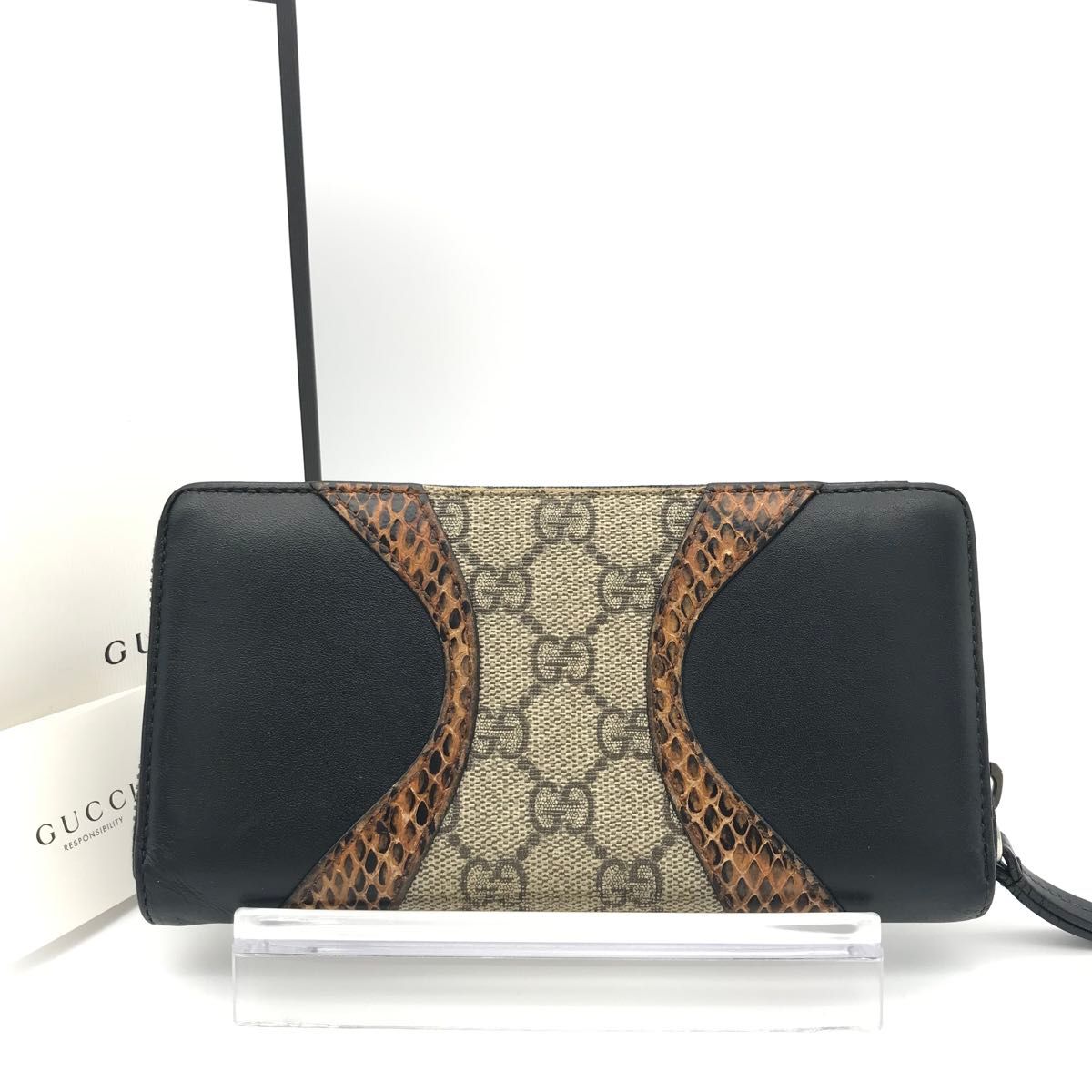 GUCCI グッチ プチマーモント パイソン ラウンドジップ 長財布 極美品 グッチ財布 グッチ長財布 グッチGGスプリーム グッチ