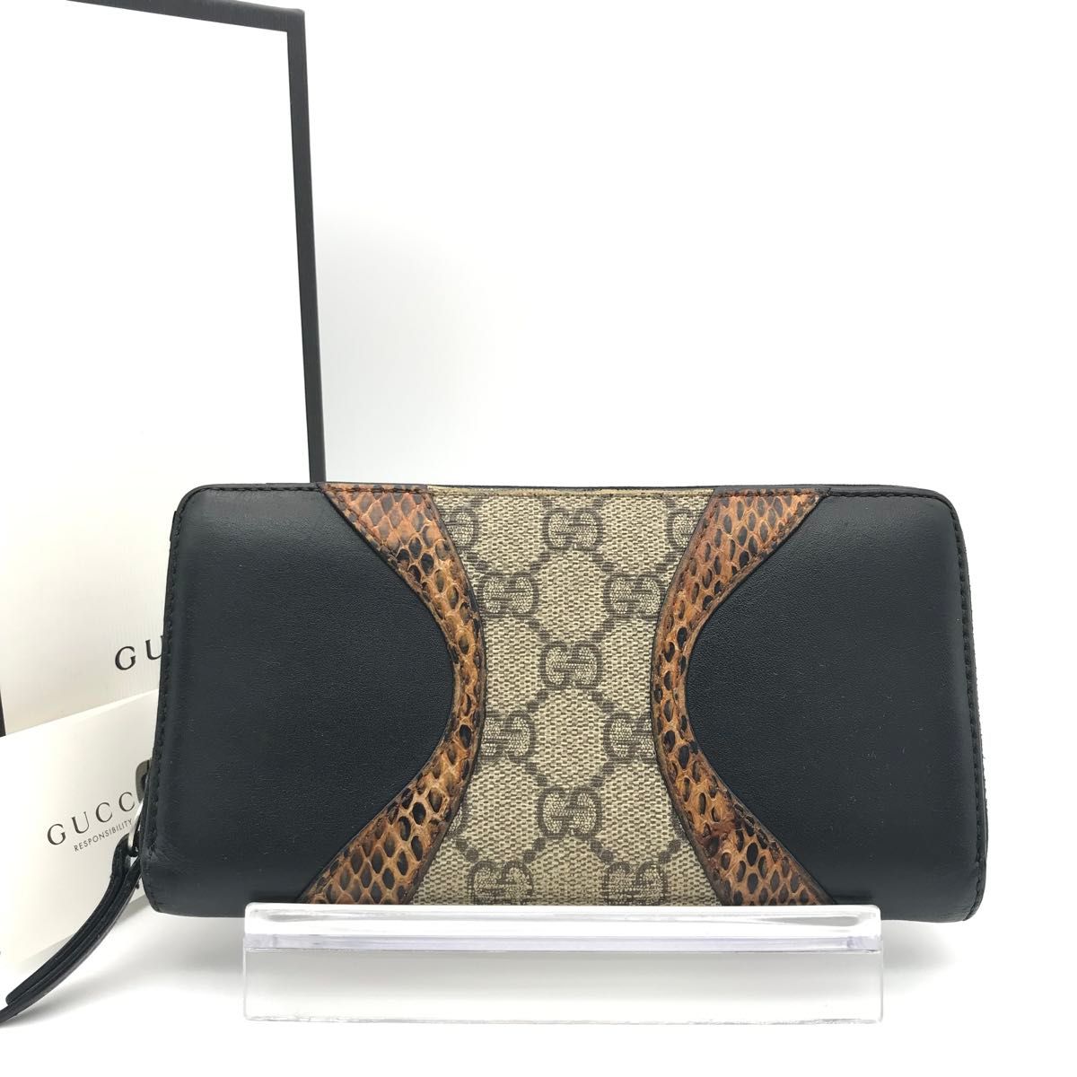 ★送料関税込★GUCCI GGスプリーム ラウンドファスナー 長財布 極美品 グッチ財布 グッチ長財布 グッチGGスプリーム グッチ