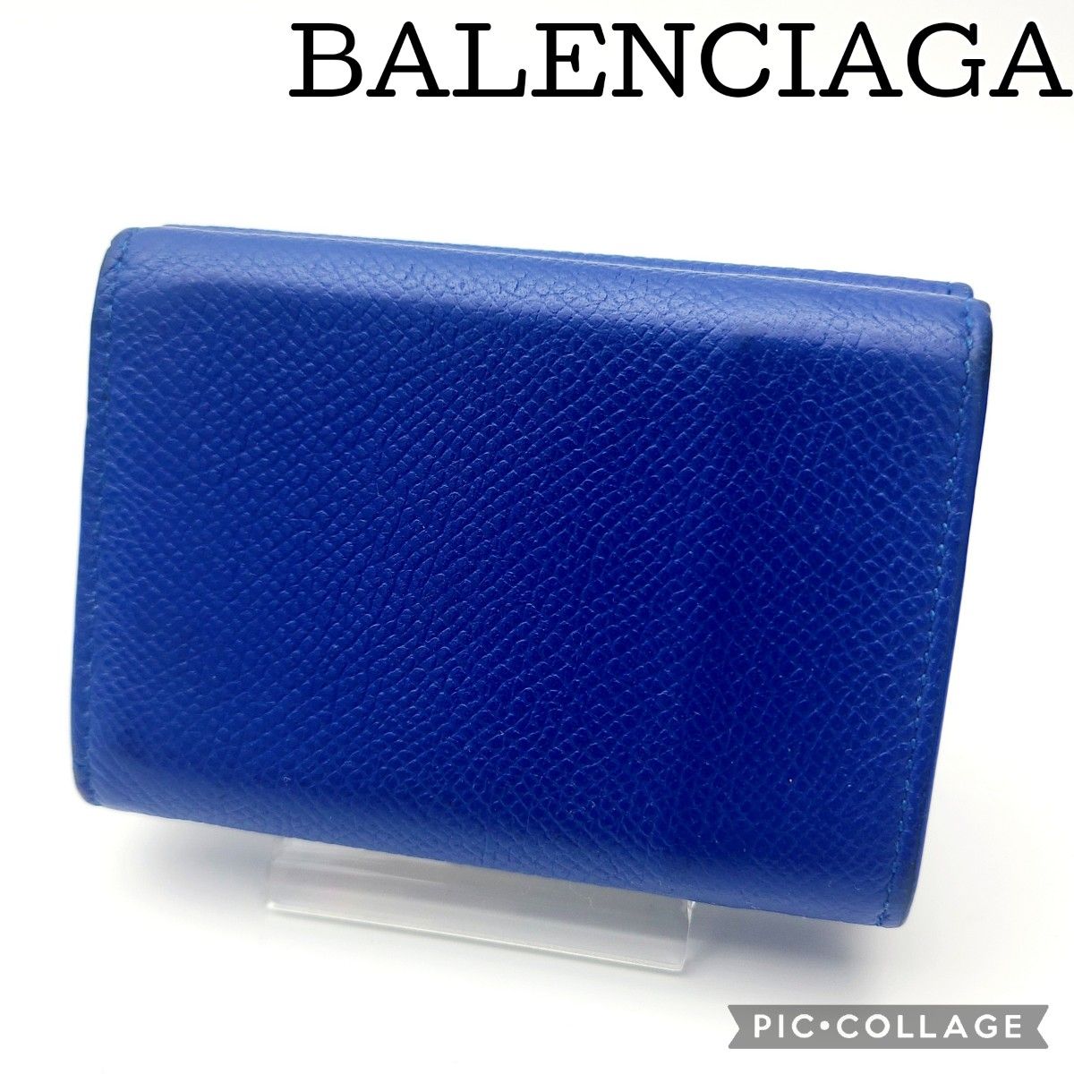 ☆【BALENCIAGA】☆キャッシュ ウォレット 3つ折り財布 BLUE☆ 美品 BALENCIAGA バレンシアガ コンパクト財布 三つ折り財布
