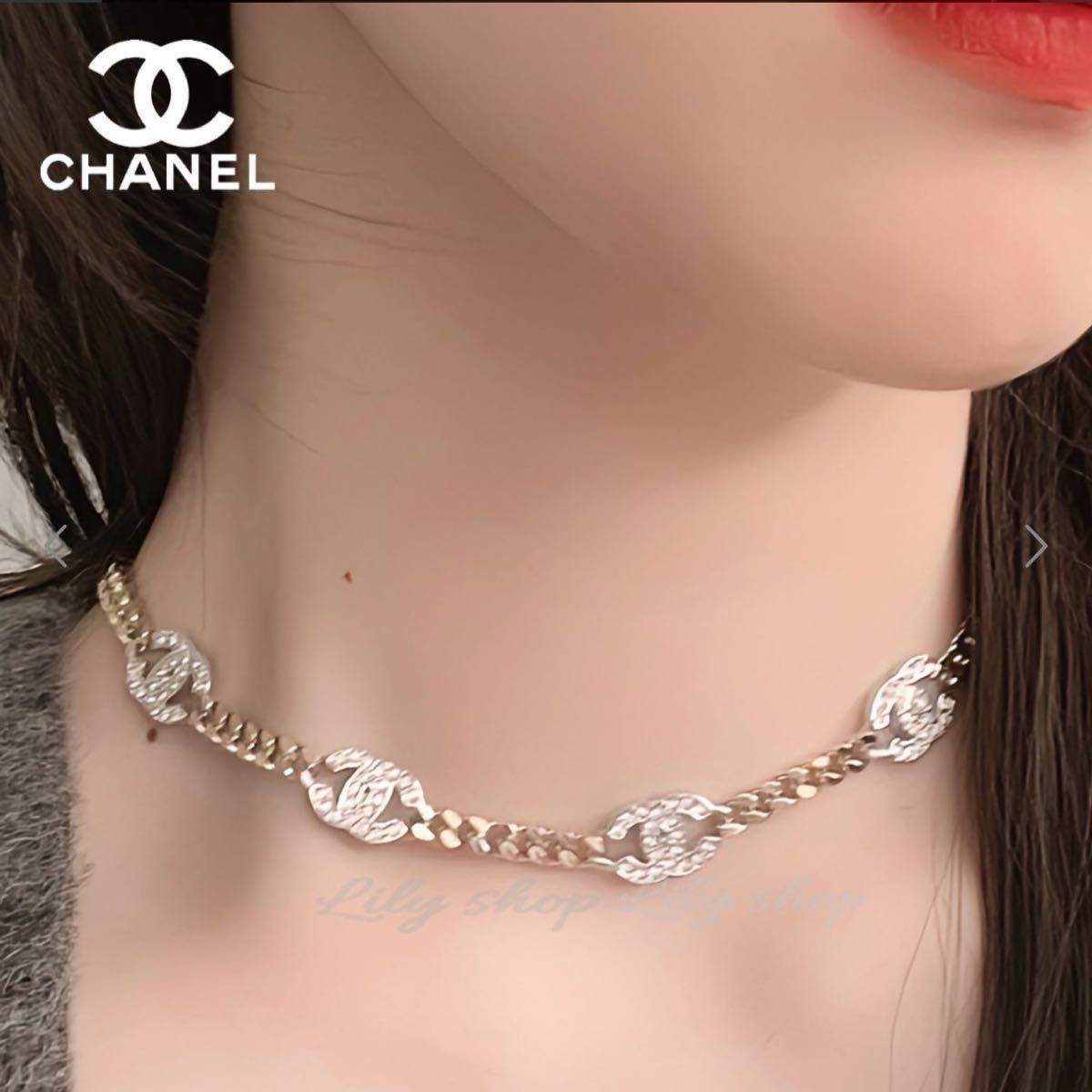 CHANEL★国内完売 激レア チョーカー ネックレス ココマーク CHANEL 大人気 ネックレス チョーカー キラキラココマーク