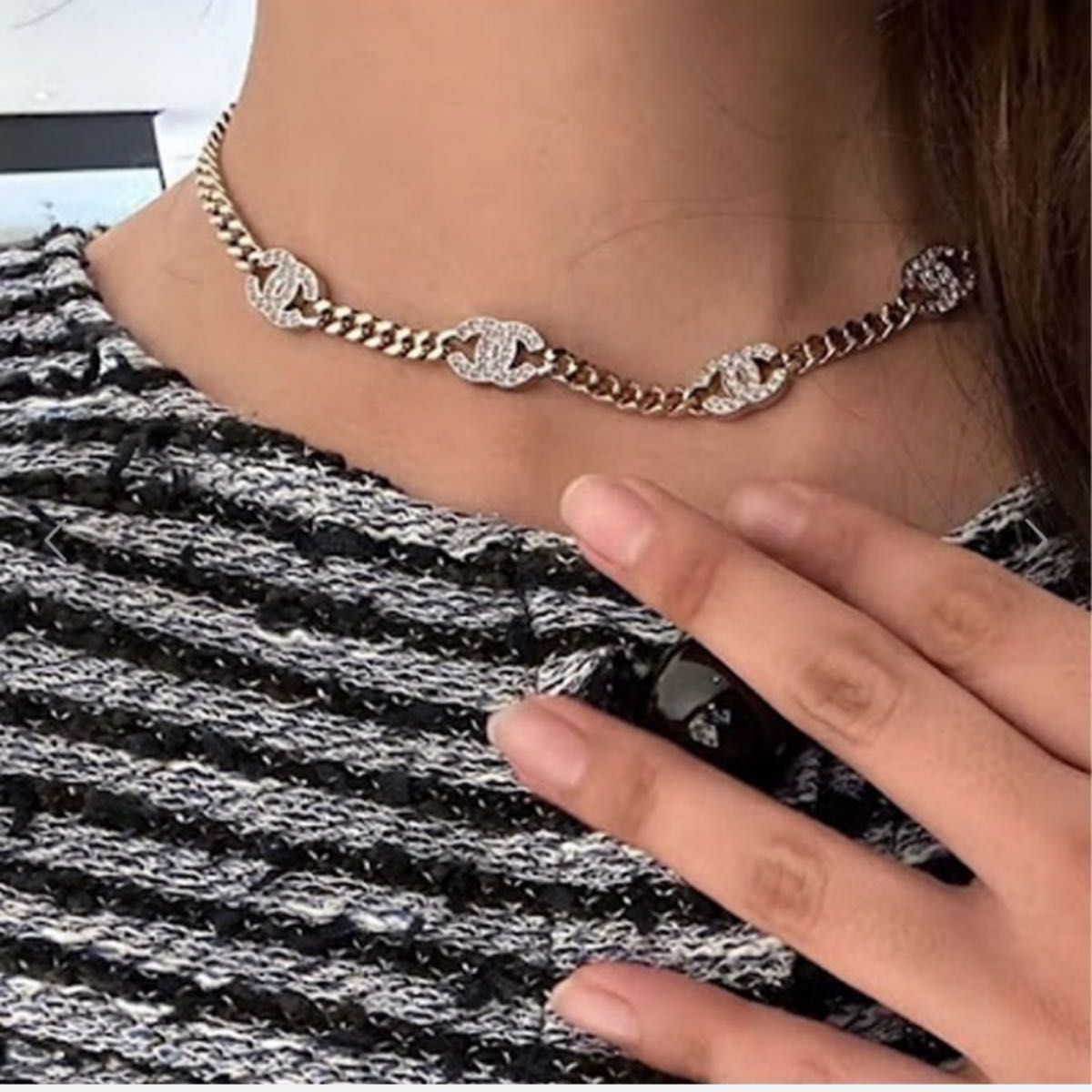 大人気◆小ぶりのココマークがおしゃれ♪◆CHANEL チョーカー CHANEL 大人気 ネックレス チョーカー キラキラココマーク