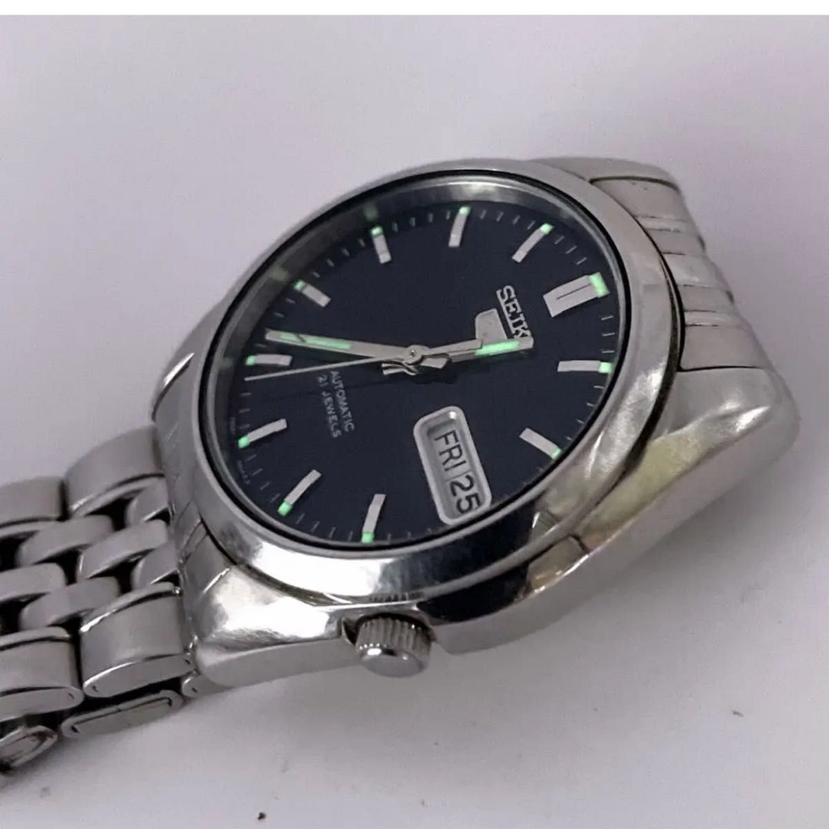 セイコー5 自動巻き腕時計 青文字盤 裏スケルトン オートマチック SEIKO セイコー5 自動巻き腕時計 青文字盤 裏スケルトン
