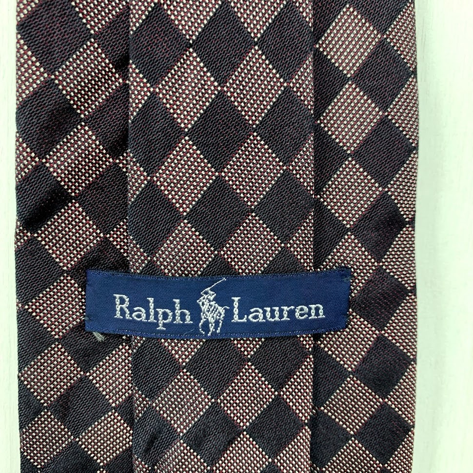 Ralph Lauren necktie Brown tea color old clothes Vintage Vintage men's brand Ralph Lauren . shape .. shape silk silk 