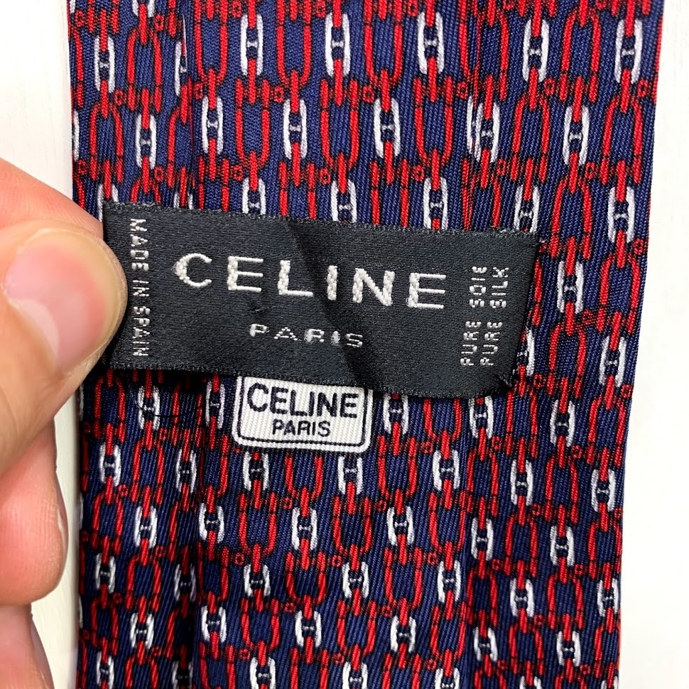  Spain made celine necktie red red old clothes Vintage Vintage men's brand Celine 