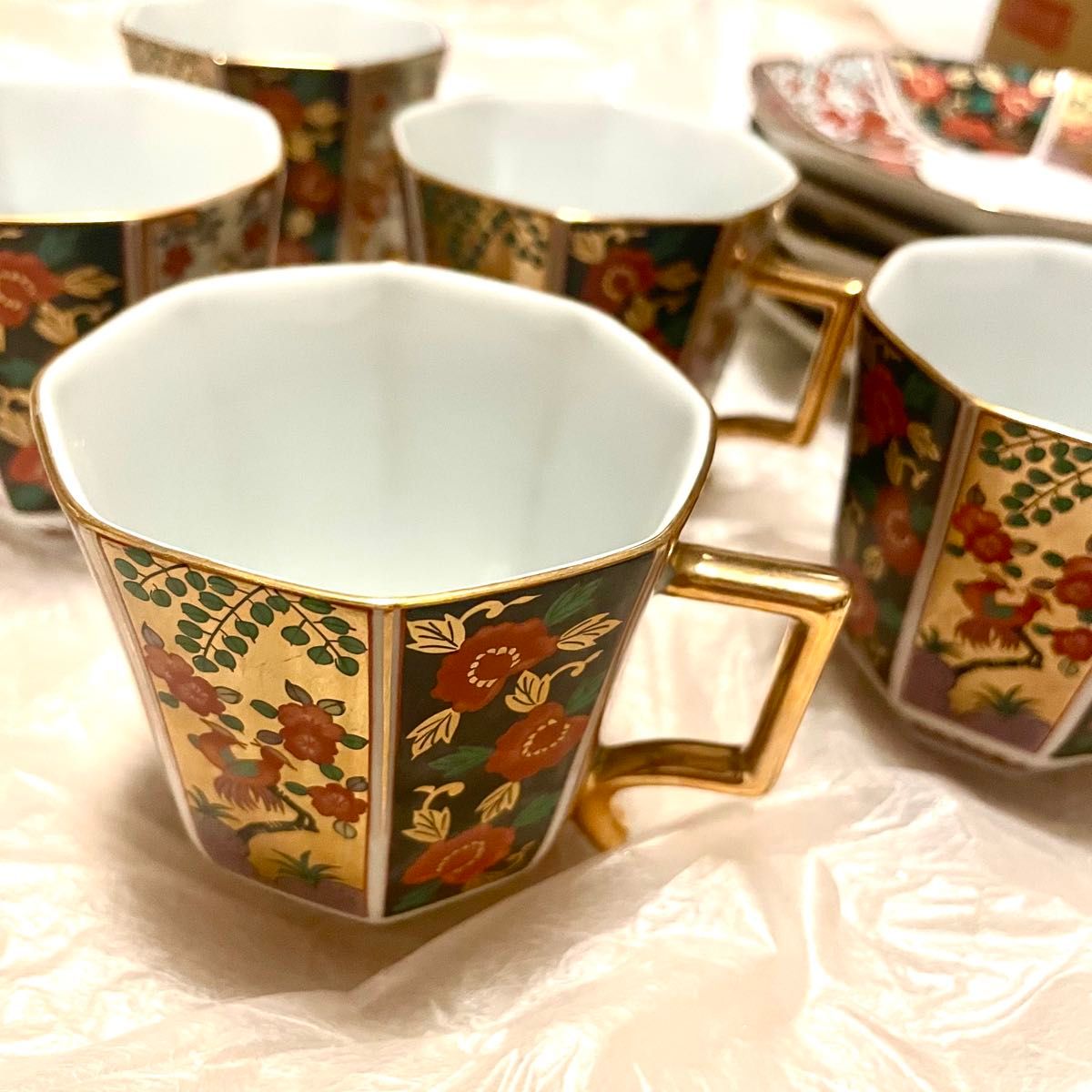 古伊万里 カップ ソーサー コーヒーカップ 伊万里焼 極美品】古伊万里 コーヒーカップ&ソーサー5客セット 青藍窯