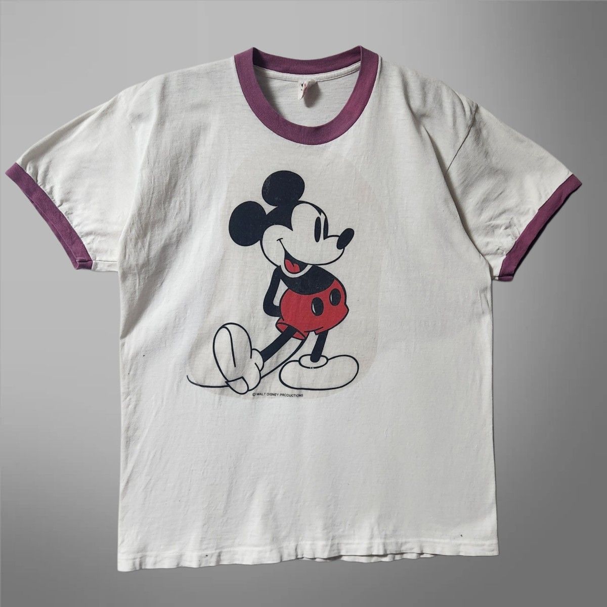disney vintage ディズニー ヴィンテージ 70s 80s 70s ~ 80s Disney ミッキーマウス リンガーTシャツ 白 Tシャツ