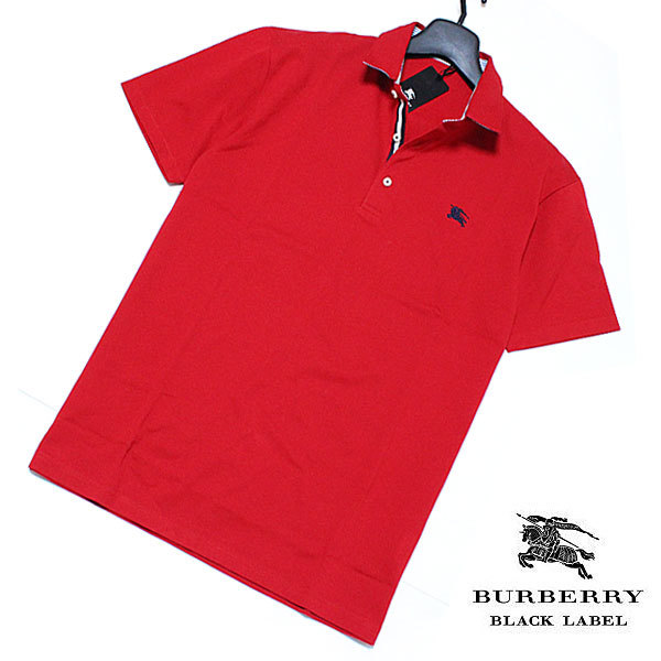 売れ筋新商品 新品 LABEL BLACK 3(L)□BURBERRY レッド 半袖ポロシャツ