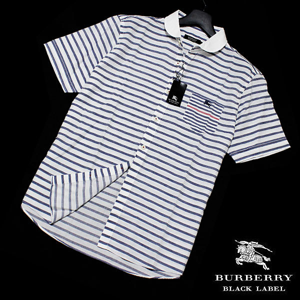2022年レディースファッション福袋 ホース刺繍 バーバリーブラックレーベル 新品!3(L) リネン混 LABEL BLACK ■BURBERRY 半袖シャツ ラウンドカラー マリンボーダー柄 トップス 2022年レディースファッション福袋 ホース刺繍 バーバリーブラックレーベル 新品!3(L) リネン混 LABEL BLACK ■BURBERRY 半袖シャツ ラウンドカラー マリンボーダー柄 トップス