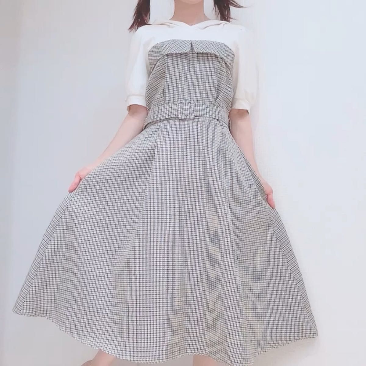【未使用タグなし】axes femme レイヤード風パーカーワンピース M アクシーズファム