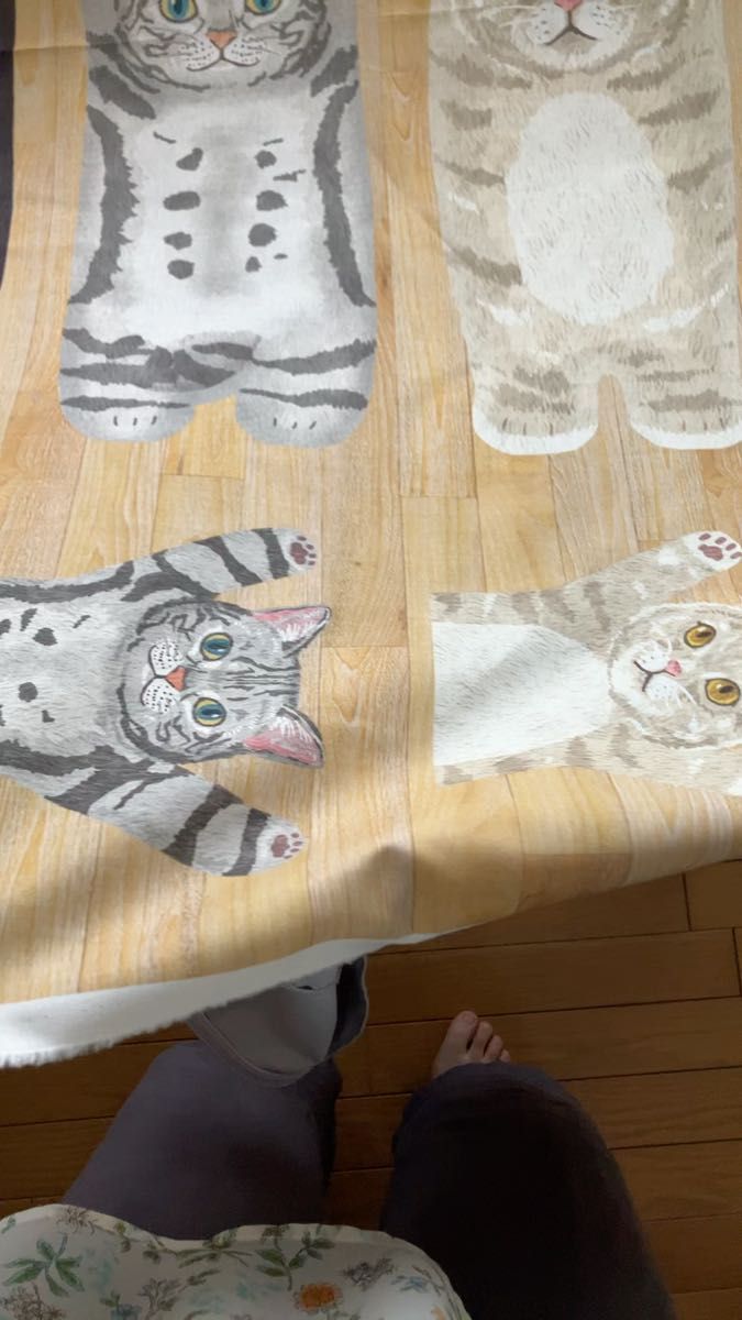 No.475/パネル柄 生地 60 cm カットクロス ハンドメイド 猫柄 コッカ ごろりんアニマル シーチング パネルプリント