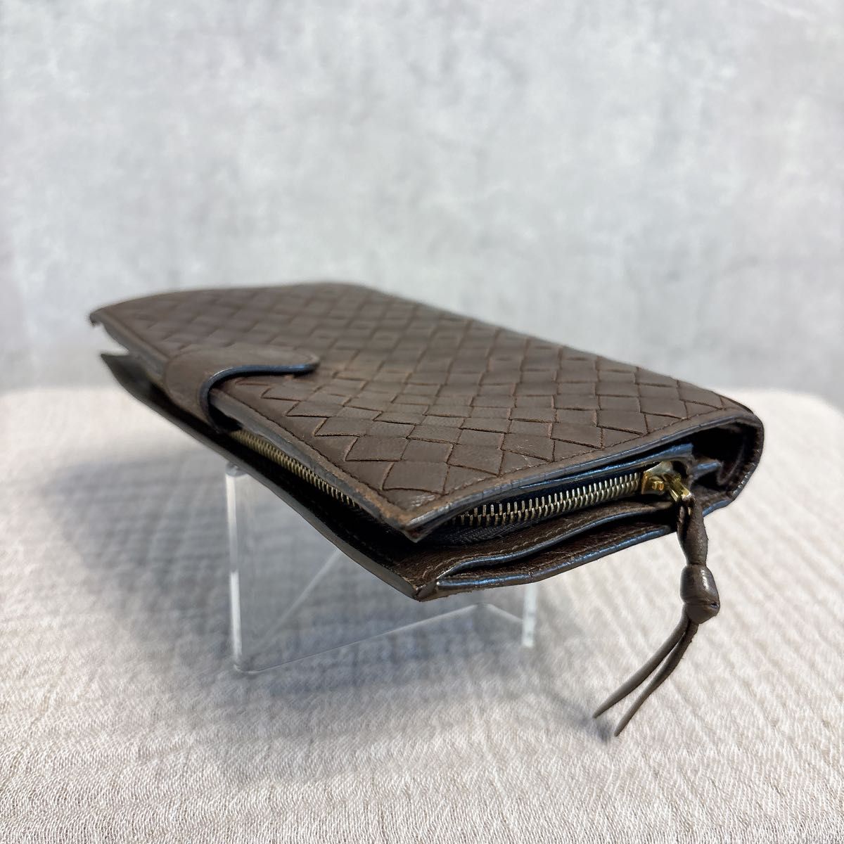 ボッティガヴェネタ 長財布 ダークブラウン ボッテガヴェネタ 長財布 イントレチャート 二つ折り レザー
