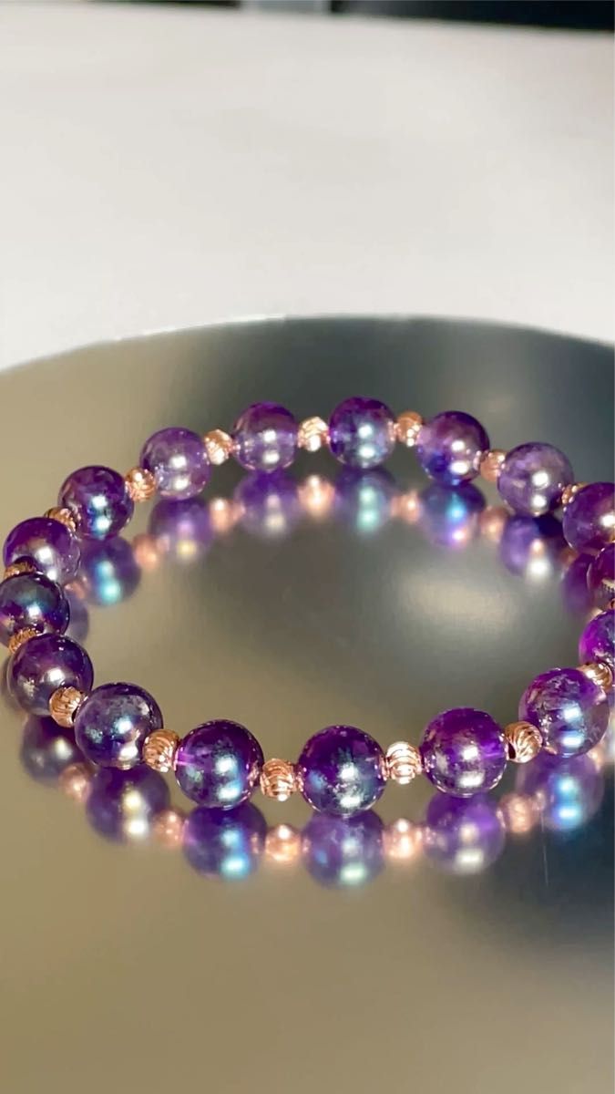 アメジストオーラ(蒸着紫水晶)パワーストーンブレスレット【完全天然石】エネルギー引き出し済 完全浄化 本物 アクセサリ スピリチュ